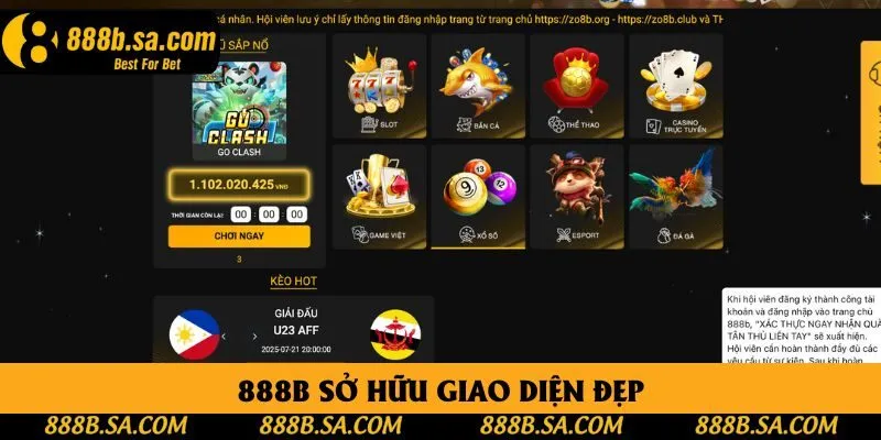 888B sở hữu giao diện đẹp