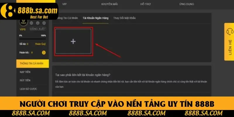 Người chơi truy cập vào nền tảng uy tín 888B
